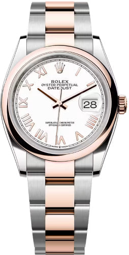 Rolex Datejust 36 Oystersteel Everose Gold White Dial Domed Bazel Oyster Bracelet - 126201 - 2026