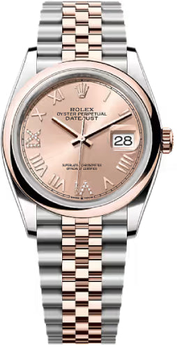 Rolex Datejust 36 Oystersteel Everose Gold Rosé-Colour Diamond Set Dial Domed Bazel Jubilee Bracelet - 126201 - 2026
