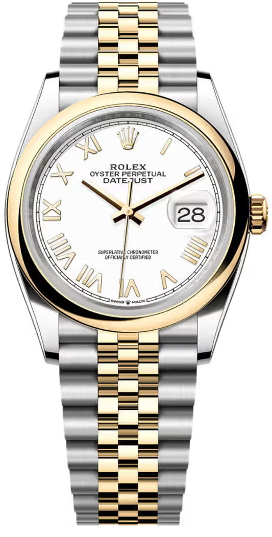 Rolex Datejust 36 Oystersteel And Yellow Gold White Romen Dial Jubilee Bracelet - 126203 - 2026