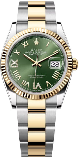 Rolex Datejust 36 Oystersteel And Yellow Gold Olive Green Diamond-Set Dial Oyster Bracelet - 126233 - 2026