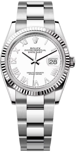 Rolex Datejust 36 Oystersteel White Gold White Roman Dial Oyster Bracelet - 126234 - 2026