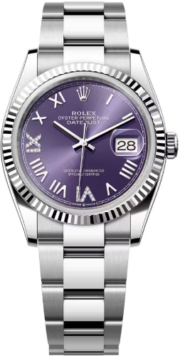 Rolex Datejust 36 Oystersteel White Gold Aubergine Diamond Set Dial Oyster Bracelet - 126234 - 2026