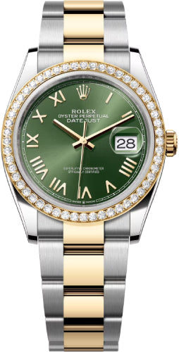 Rolex Datejust 36 Oystersteel Yellow Gold Olive Green Roman Dial Oyster Bracelet - 126283Rbr - 2026