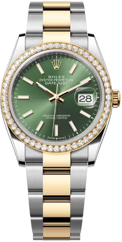 Rolex Datejust 36 Oystersteel Yellow Gold Olive Green Dial Oyster Bracelet - 126283Rbr - 2026