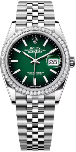 Rolex Datejust 36 Oystersteel White Gold Green Ombré Dial Jubilee Bracelet - 126284Rbr - 2026