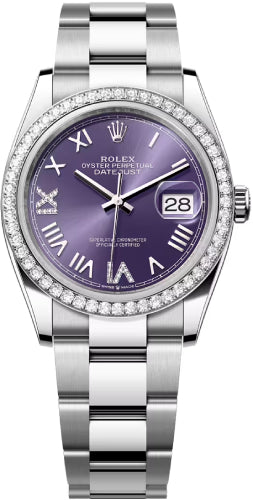 Rolex Datejust 36 Oystersteel White Gold Aubergine Diamond Set Dial Oyster Bracelet - 126284Rbr - 2026