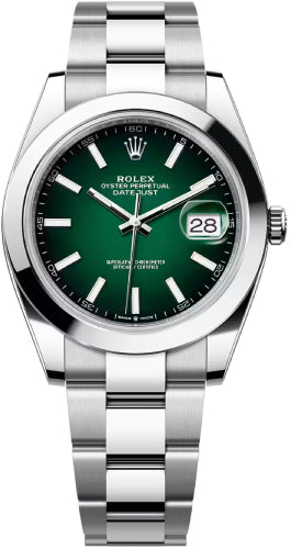 Rolex Datejust 41 Oystersteel Green Ombré Dial Smooth Bezel Oyster Bracelet - 126300 - 2026