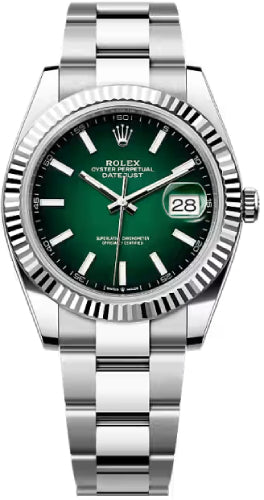 Rolex Datejust 41 Mm Oystersteel And White Gold Green Ombré Dial - 126334 - 2026