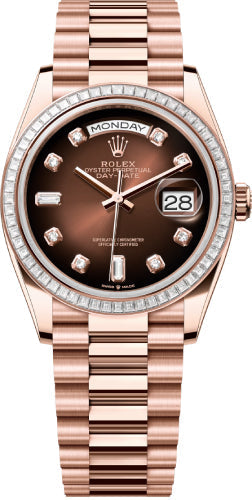 Rolex Day-Date 36 36mm Brown Ombré Diamond-Set Dial Diamond-Set Bezel President Bracelet - 128395TBR