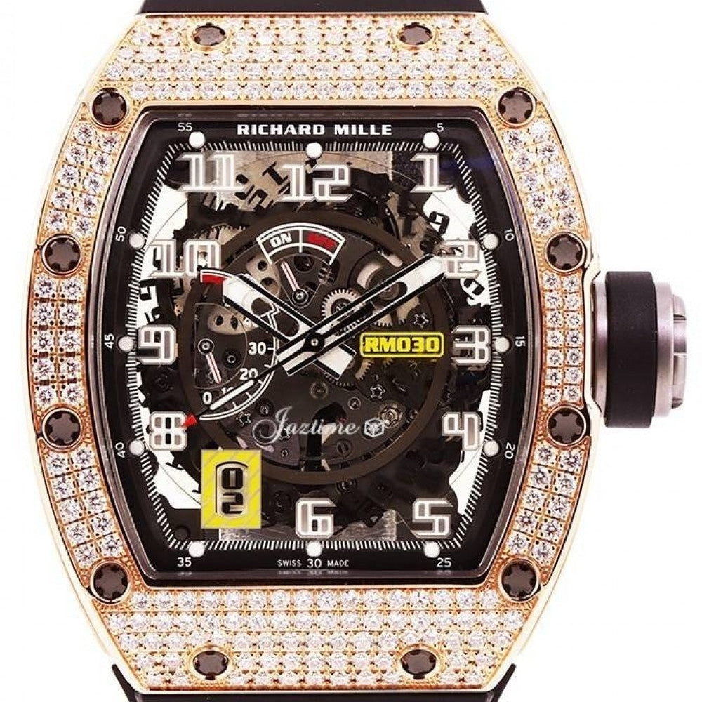 Richard Mille Automatic Winding with Declutchable Rotor Rose Gold Diamond Bezel RM 030 - BRAND NEW