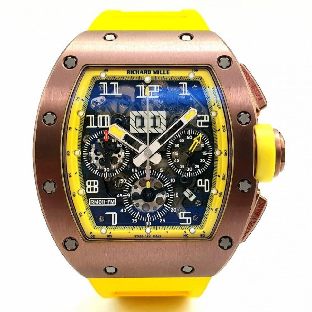 Richard Mille Flyback Chronograph "Felipe Massa" Bronzo Skeleton Dial Yellow Accents RM 011